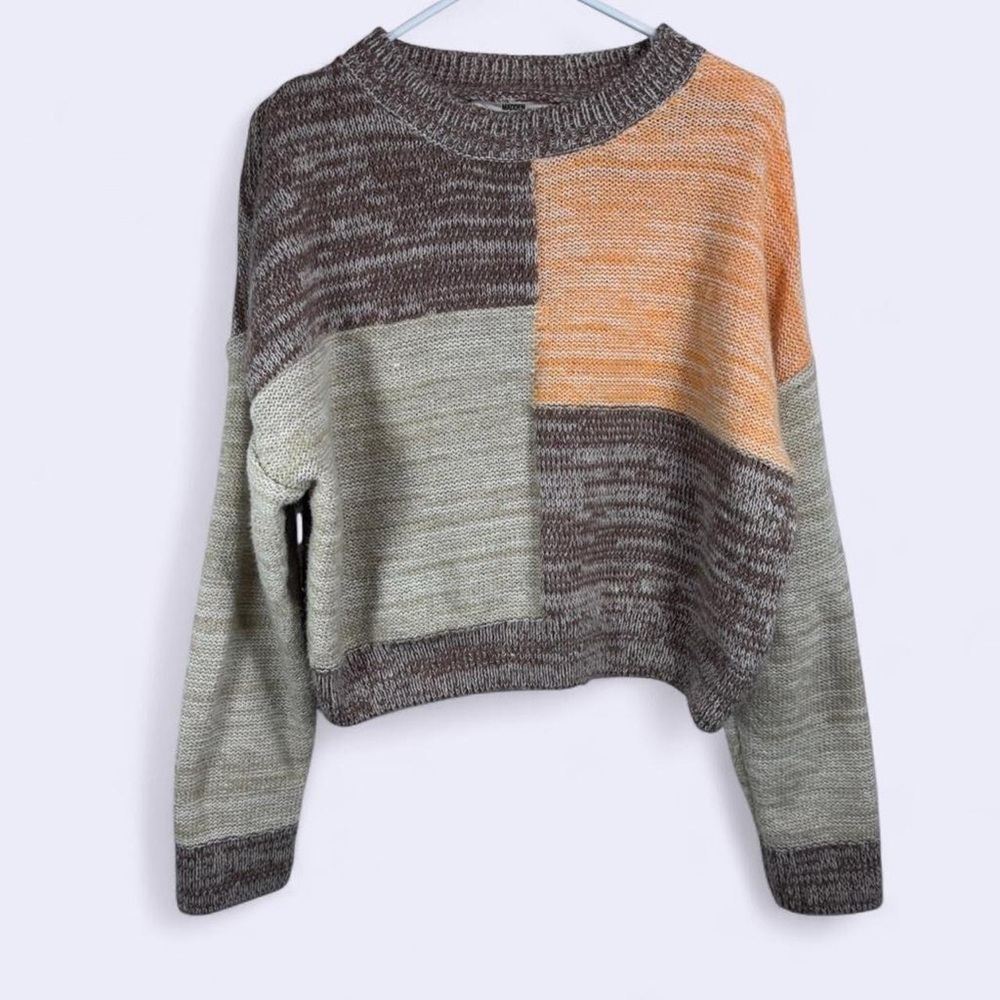 Madden NYC Colorblock Knit Sweater Brown Beige Orange XXL